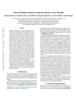 Toward Defining a Domain Complexity Measure Across Domains