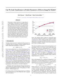 Can We Scale Transformers to Predict Parameters of Diverse ImageNet
  Models?