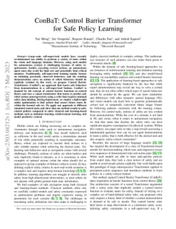 ConBaT: Control Barrier Transformer for Safe Policy Learning