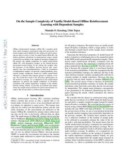On the Sample Complexity of Vanilla Model-Based Offline Reinforcement
  Learning with Dependent Samples