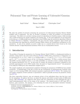 Polynomial Time and Private Learning of Unbounded Gaussian Mixture
  Models