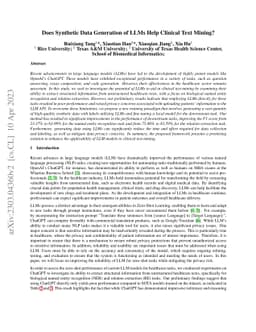 Does Synthetic Data Generation of LLMs Help Clinical Text Mining?