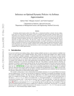 Inference on Optimal Dynamic Policies via Softmax Approximation