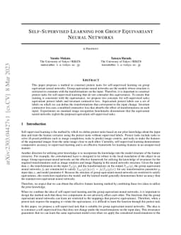 Self-Supervised Learning for Group Equivariant Neural Networks