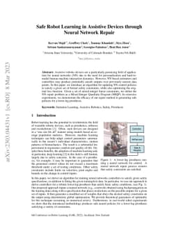 Safe Robot Learning in Assistive Devices through Neural Network Repair