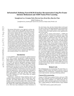 InFusionSurf: Refining Neural RGB-D Surface Reconstruction Using
  Per-Frame Intrinsic Refinement and TSDF Fusion Prior Learning