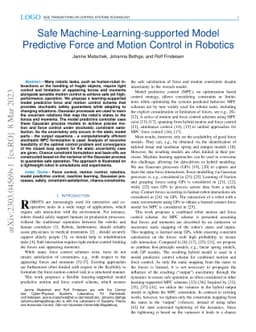 Safe Machine-Learning-supported Model Predictive Force and Motion
  Control in Robotics