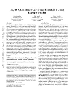 MCTS-GEB: Monte Carlo Tree Search is a Good E-graph Builder