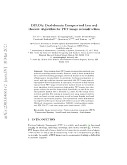 DULDA: Dual-domain Unsupervised Learned Descent Algorithm for PET image
  reconstruction