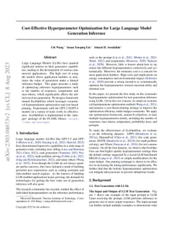 Cost-Effective Hyperparameter Optimization for Large Language Model
  Generation Inference