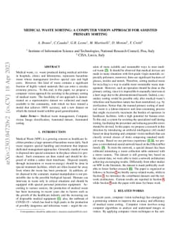 Medical Waste Sorting: a computer vision approach for assisted primary
  sorting