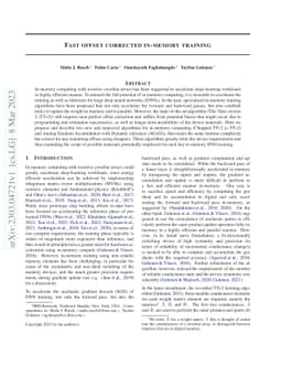 Fast offset corrected in-memory training