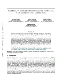 High Fidelity Synthetic Face Generation for Rosacea Skin Condition from
  Limited Data