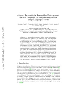nl2spec: Interactively Translating Unstructured Natural Language to
  Temporal Logics with Large Language Models