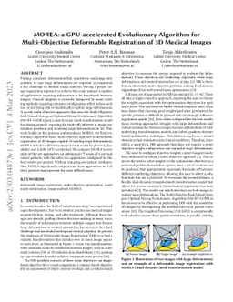MOREA: a GPU-accelerated Evolutionary Algorithm for Multi-Objective
  Deformable Registration of 3D Medical Images