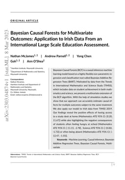 Bayesian Causal Forests for Multivariate Outcomes: Application to Irish
  Data From an International Large Scale Education Assessment