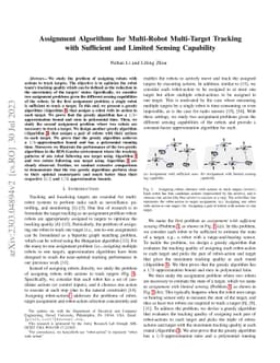 Assignment Algorithms for Multi-Robot Multi-Target Tracking with
  Sufficient and Limited Sensing Capability