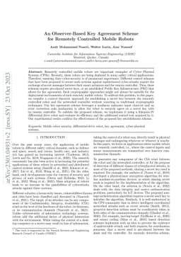 An Observer-Based Key Agreement Scheme for Remotely Controlled Mobile
  Robots