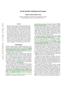 On the Benefits of Biophysical Synapses