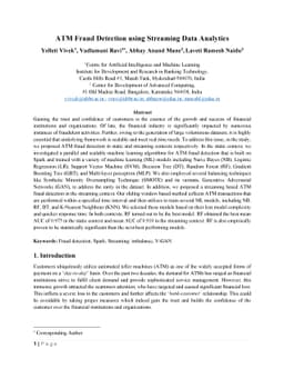 ATM Fraud Detection using Streaming Data Analytics