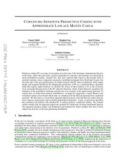 Curvature-Sensitive Predictive Coding with Approximate Laplace Monte
  Carlo