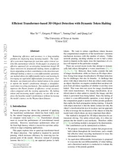 Efficient Transformer-based 3D Object Detection with Dynamic Token
  Halting