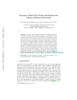 Dynamic Multi-View Fusion Mechanism For Chinese Relation Extraction
