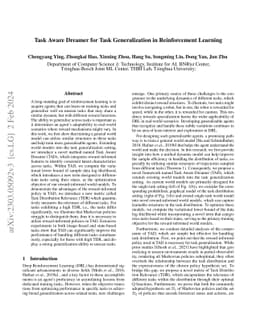 Task Aware Dreamer for Task Generalization in Reinforcement Learning