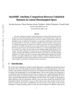 StyleDiff: Attribute Comparison Between Unlabeled Datasets in Latent
  Disentangled Space