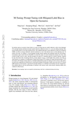 M-Tuning: Prompt Tuning with Mitigated Label Bias in Open-Set Scenarios