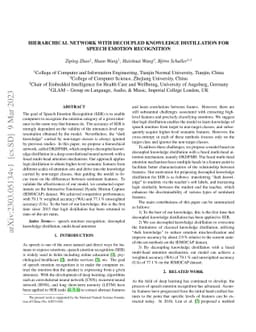 hierarchical network with decoupled knowledge distillation for speech
  emotion recognition
