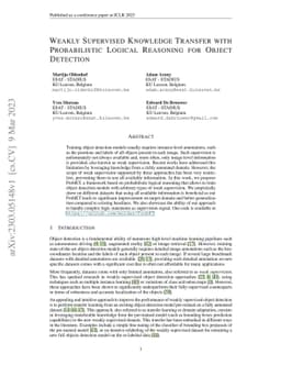 Weakly Supervised Knowledge Transfer with Probabilistic Logical
  Reasoning for Object Detection