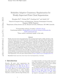Reliability-Adaptive Consistency Regularization for Weakly-Supervised
  Point Cloud Segmentation