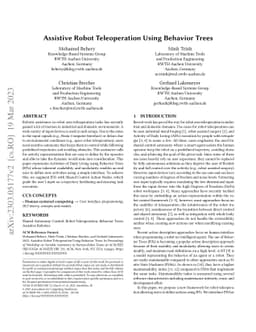 Assistive Robot Teleoperation Using Behavior Trees