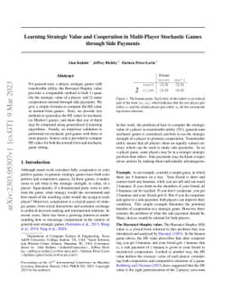 Learning Strategic Value and Cooperation in Multi-Player Stochastic
  Games through Side Payments