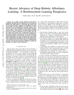 Recent Advances of Deep Robotic Affordance Learning: A Reinforcement
  Learning Perspective