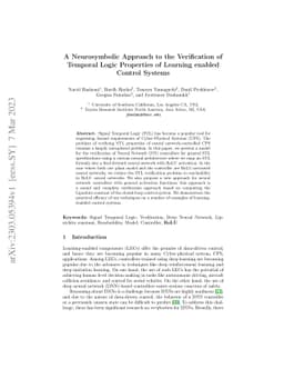 A Neurosymbolic Approach to the Verification of Temporal Logic
  Properties of Learning enabled Control Systems