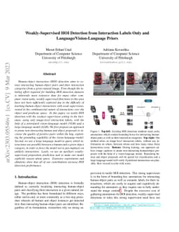 Weakly-Supervised HOI Detection from Interaction Labels Only and
  Language/Vision-Language Priors