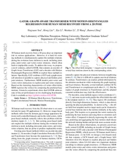 GATOR: Graph-Aware Transformer with Motion-Disentangled Regression for
  Human Mesh Recovery from a 2D Pose