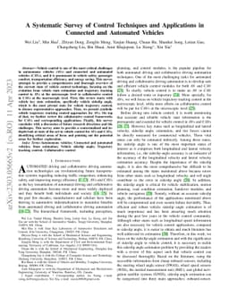 A Systematic Survey of Control Techniques and Applications in Connected
  and Automated Vehicles