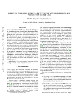 Improving Text-Audio Retrieval by Text-aware Attention Pooling and Prior
  Matrix Revised Loss