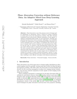 Phase Aberration Correction without Reference Data: An Adaptive Mixed
  Loss Deep Learning Approach