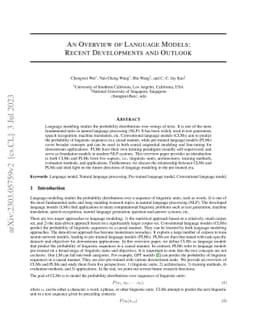 An Overview on Language Models: Recent Developments and Outlook