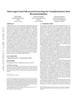 Semi-supervised Adversarial Learning for Complementary Item
  Recommendation