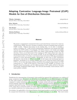 Adapting Contrastive Language-Image Pretrained (CLIP) Models for
  Out-of-Distribution Detection