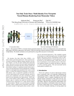 You Only Train Once: Multi-Identity Free-Viewpoint Neural Human
  Rendering from Monocular Videos