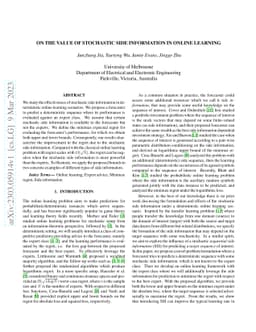 On the Value of Stochastic Side Information in Online Learning