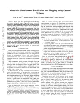 Monocular Simultaneous Localization and Mapping using Ground Textures