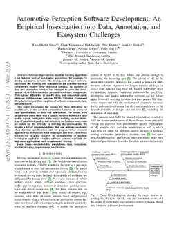 Automotive Perception Software Development: An Empirical Investigation
  into Data, Annotation, and Ecosystem Challenges