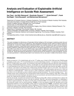 Analysis and Evaluation of Explainable Artificial Intelligence on
  Suicide Risk Assessment